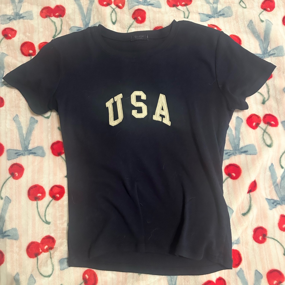 Brandy Melville Navy Blue USA Tee